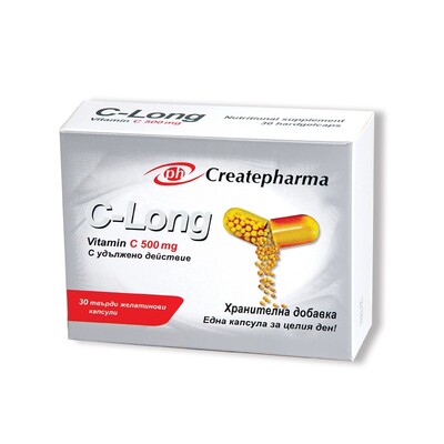 C-Long Витамин C 500 мг х30 капсули Createpharma