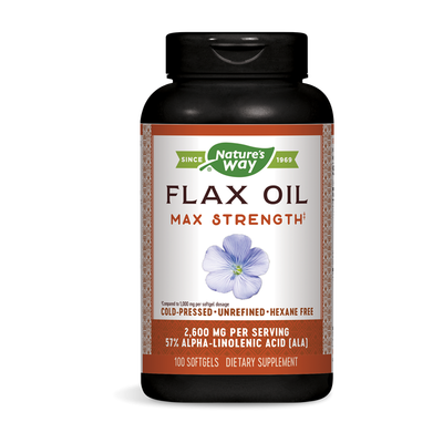 Nature's Way Flax Oil Max Strength ЛЕНЕНО МАСЛО 1300 мг х100 софтгел капсули