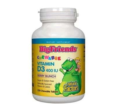 Naturals Factors витамин D3 за деца 400IU  дъвчащи таблетки х 250