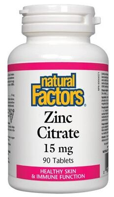 Natural Factors цинк цитрат 15 мг таблетки x 90