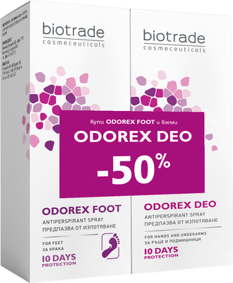 Biotrade Odorex Foot Спрей против изпотяване за крака 40 мл + Biotrade Odorex Дезодорант спрей против изпотяване с удължено действие 40 мл Комплект