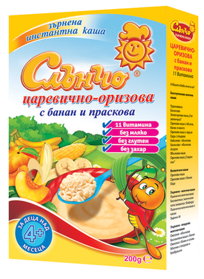 СЛЪНЧО ЦАРЕВИЧНО-ОРИЗОВА С БАНАН И ПРАСКОВА 200ГР