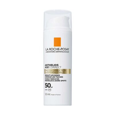 La Roche-Posay Anthelios Age Correct CC Слънцезащитен анти-ейдж крем за лице с универсален нюанс SPF50 50 мл