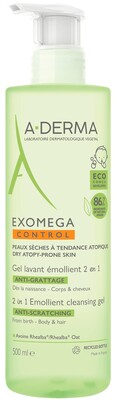 A-Derma Дуо EXOMEGA CONTROL Емолиентен почистващ гел 2x500мл.