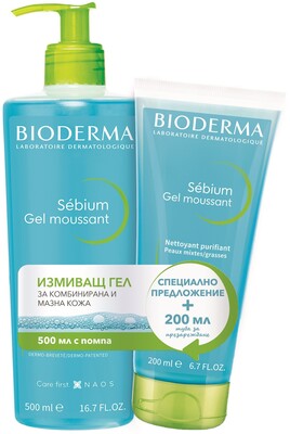 BIODERMA СЕБИУМ ПРОМОЦИЯ / ИЗМИВАЩ ГЕЛ 500МЛ +  СЕБИУМ ГЕЛ 200МЛ