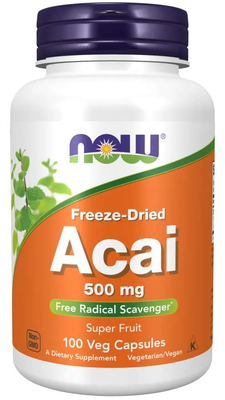 NOW Foods Acai (Акай) 500 мг x 100 вег капсули, 50 дози