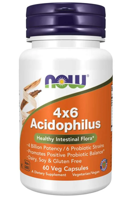 NOW Foods Acidophilus 4x6 Щама Пробиотици x60 капсули