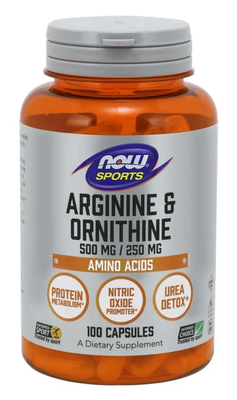 NOW Foods Arginine/Ornithine 500/250 мг Аргинин и Орнитин x 100 капсули