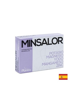 Minsalor Oligoelementos - Калий, магнезий, йод, манган, цинк / За редукция на теглото, 20 ампули за пиене Artesania