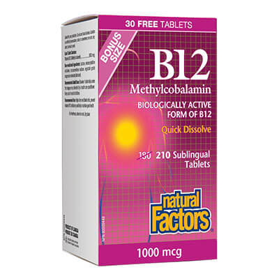 B12 Methylcobalamin/ Витамин В12 (метилкобаламин) x 180+30 сублингвални таблетки Natural Factors