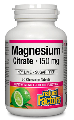 Magnesium Citrate/ Магнезий (цитрат) 150 mg х 60 дъвчащи таблетки Natural Factors