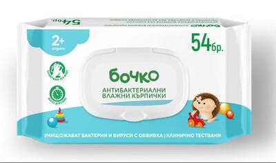 Бочко Антибактериални мокри кърпи х54 броя
