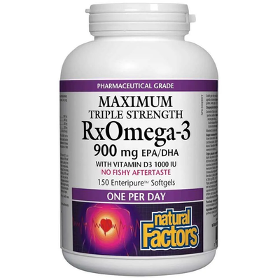 Natural Factors Рибено масло RxOmega-3 Maximum – 900 mg EPA-DHA & D3 x 150 софтгел капсули